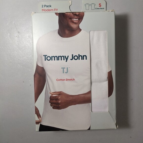 NEW- Size Small -2 Pack - Tommy John Cotton Stretch Undershirts Modern Fit White - Picture 1 of 4